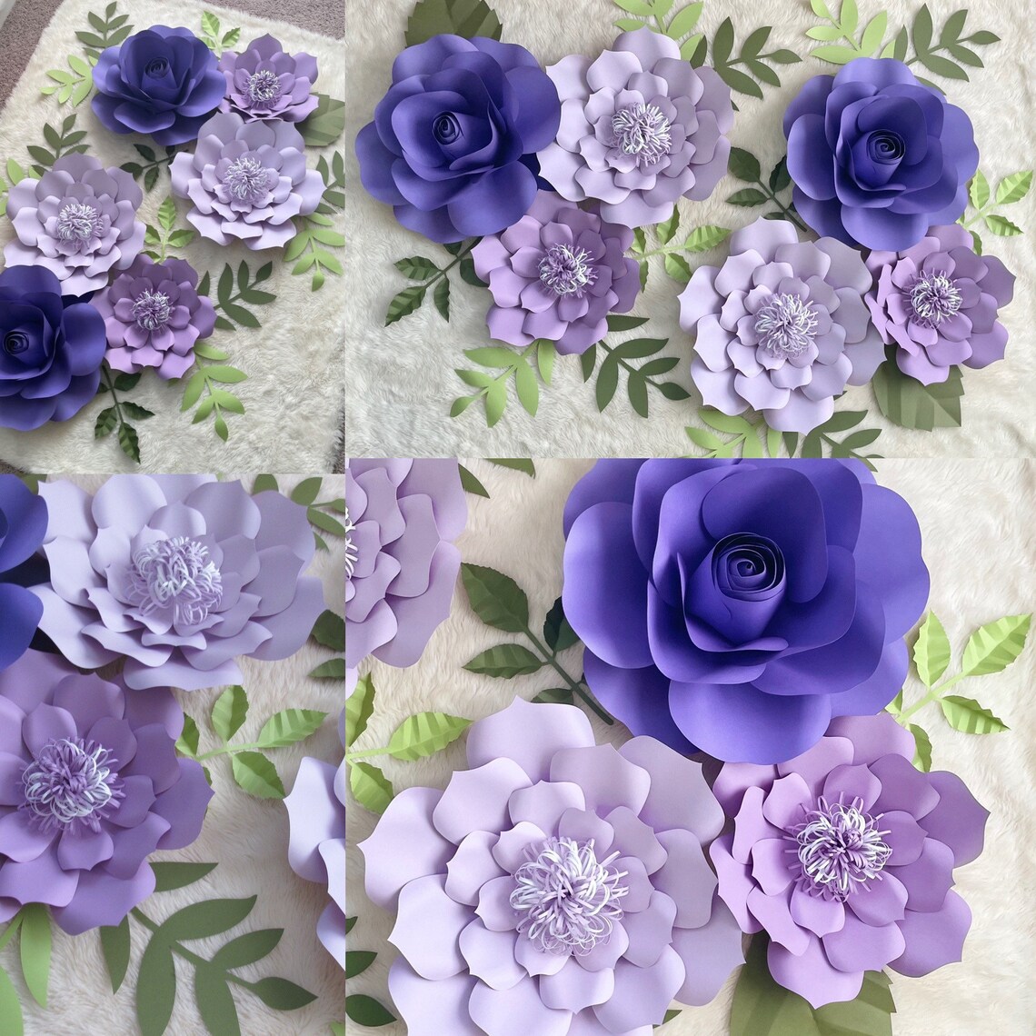 Large 6 Piece Paper Flower Set Color Customizable | Etsy