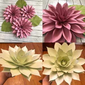 Modello di fiore di carta succulento/dalia in formato SVG e PDF n. 71