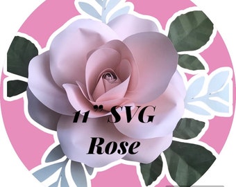 SVG  Paper Flower 11" Rose Template #83| Rose Template | Paper Rose