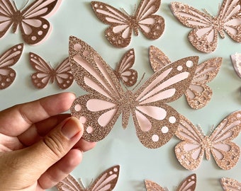 18 Piece Rose Gold Glitter Pink Butterfly Birthday Decor | Party Decor | Butterfly| Kids Party