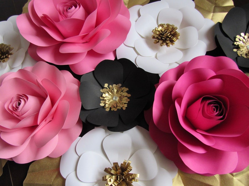 7 Piece Paper Flower Set/ Nursey Decor color Etsy