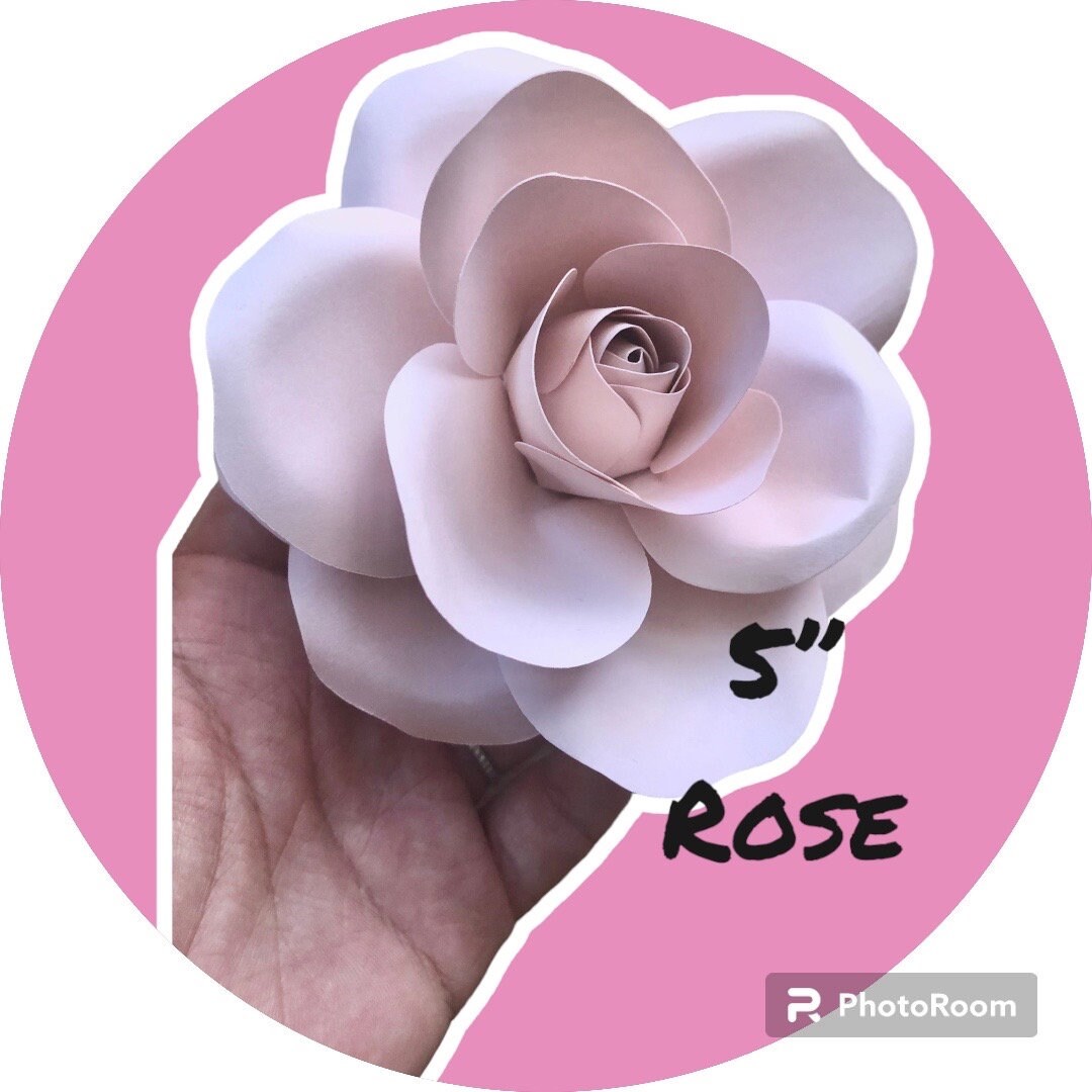 SVG and PDF Paper Flower 5” Rose Template #81| Rose Template | Paper ...