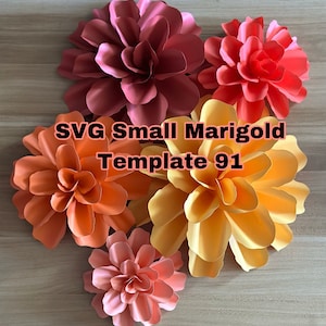SVG and PDF Small Marigold Paper Flower Template #91