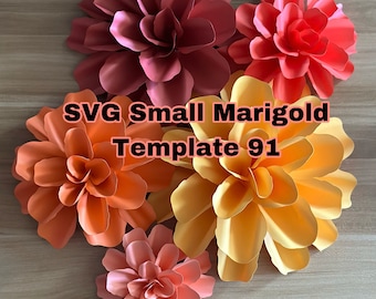 SVG Small Marigold Paper Flower Template #91