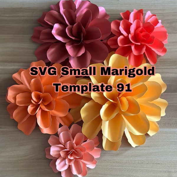 SVG Small Marigold Paper Flower Template #91