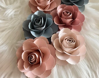 Modèle de fleur rose en papier SVG #50 | Rose en papier | Modèle de rose