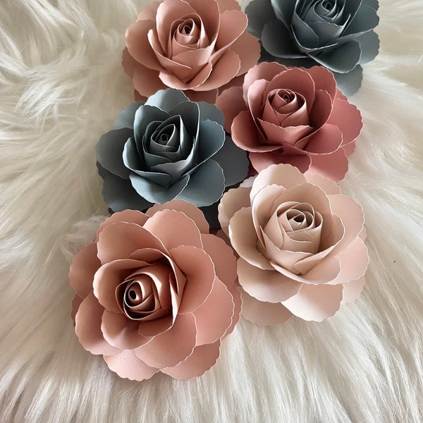 Modèle de fleur rose en papier SVG #50 | Rose en papier | Modèle de rose