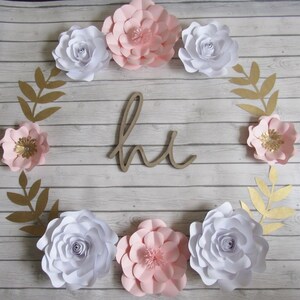 8 Piece Paper Flower Set Color Customizable Pink Nursery/ Nursery Decor/ Home Decor/ Paper Roses/ Kids Room image 5