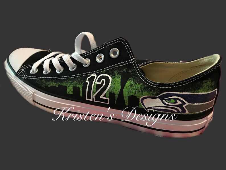 Seattle Seahawks Hand Painted Shoes Etsy