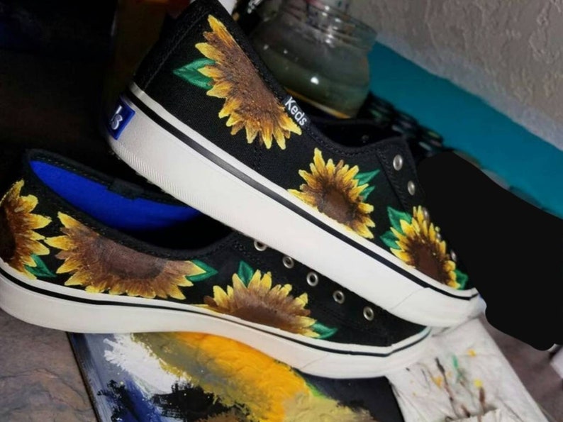 Sunflower Hand Painted Shoes Etsy