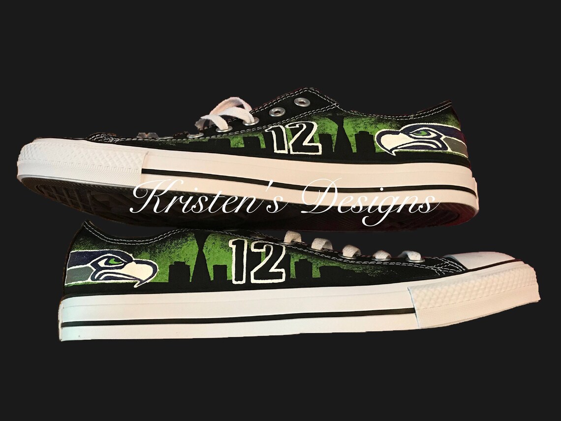 Seattle Seahawks Hand Painted Shoes Etsy