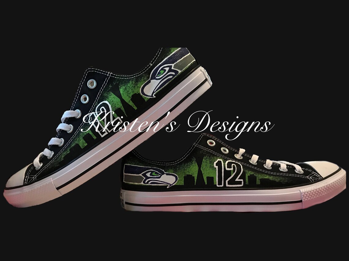 Seattle Seahawks Hand Painted Shoes Etsy