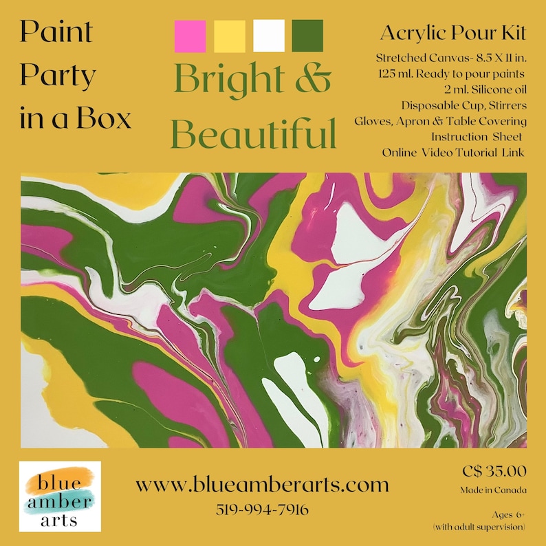 Paint Kit Acrylic Pouring Kit Paint Night Date Night Sip Etsy