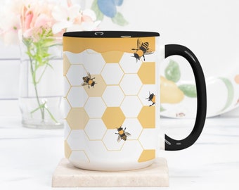 Honey Bee Mug, Honeybee Coffee Mug, Honeybee Gift, Apiary Design, Beekeeper Gift, Bee Keeper Gift, Bee Mug, Gift for Bee Keepers, Tea Mug