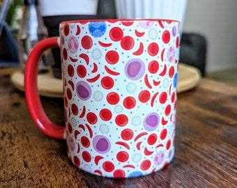 Sickle Cell Anemia Hematology Art Mug, Christmas Holiday Healthcare Gift Idea for Nurse Employee Coworker Medical Assistant or Lab Scientist