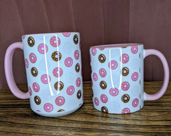 Donut Coffee Mug, Gift for Donut Lover, Best Friend Birthday Gift for Her, Donut Theme, Donut Coffee Cup, Pink Donut Sprinkles, Gift for Cop