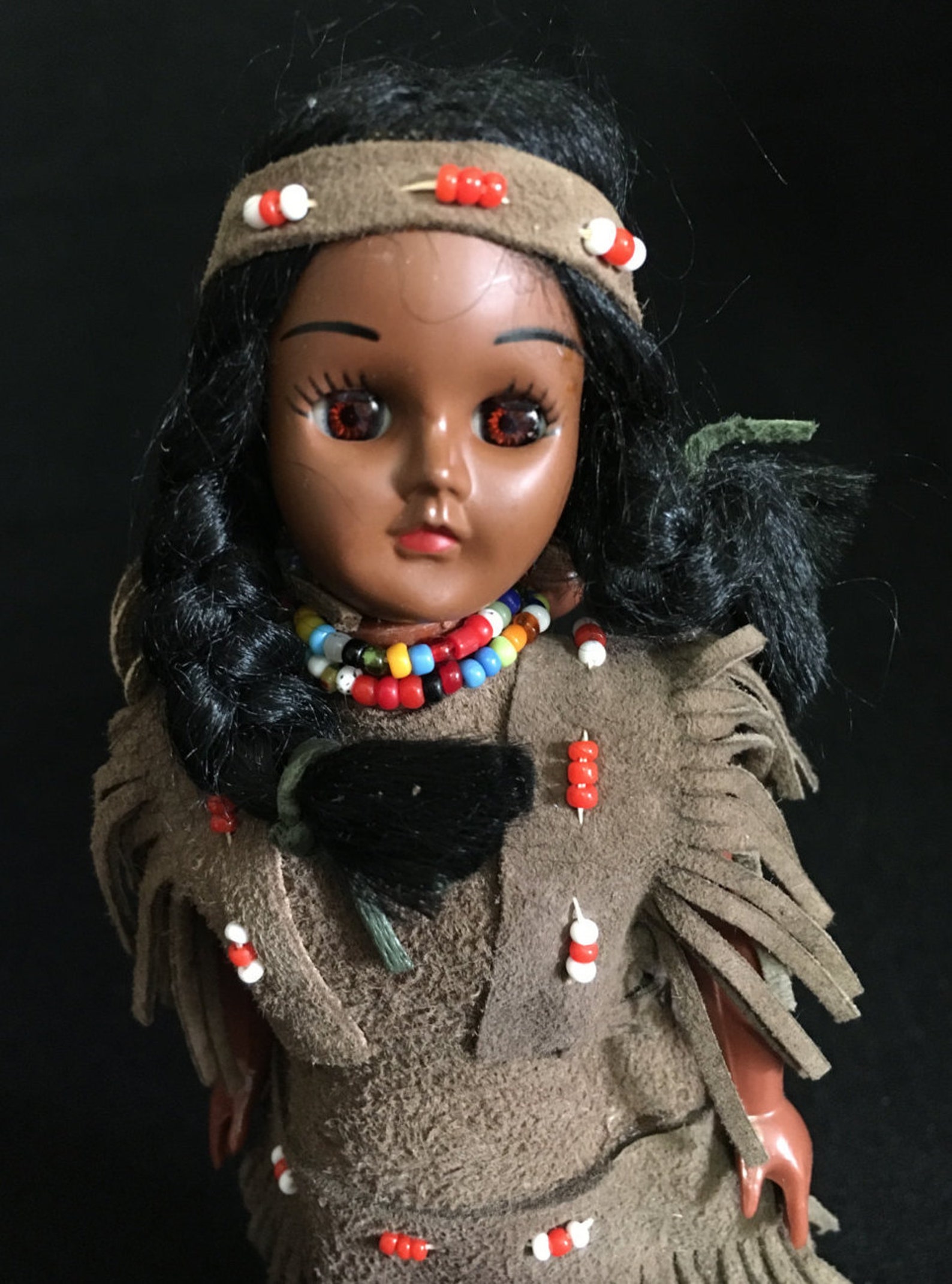 Vintage 1950 S Plastic Native American Indian Doll With Etsy