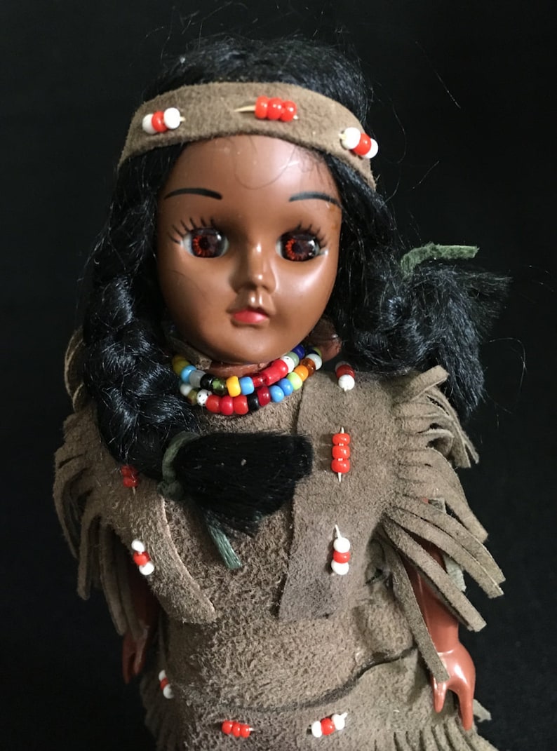 Vintage 1950's Plastic Native American Indian Doll with Etsy