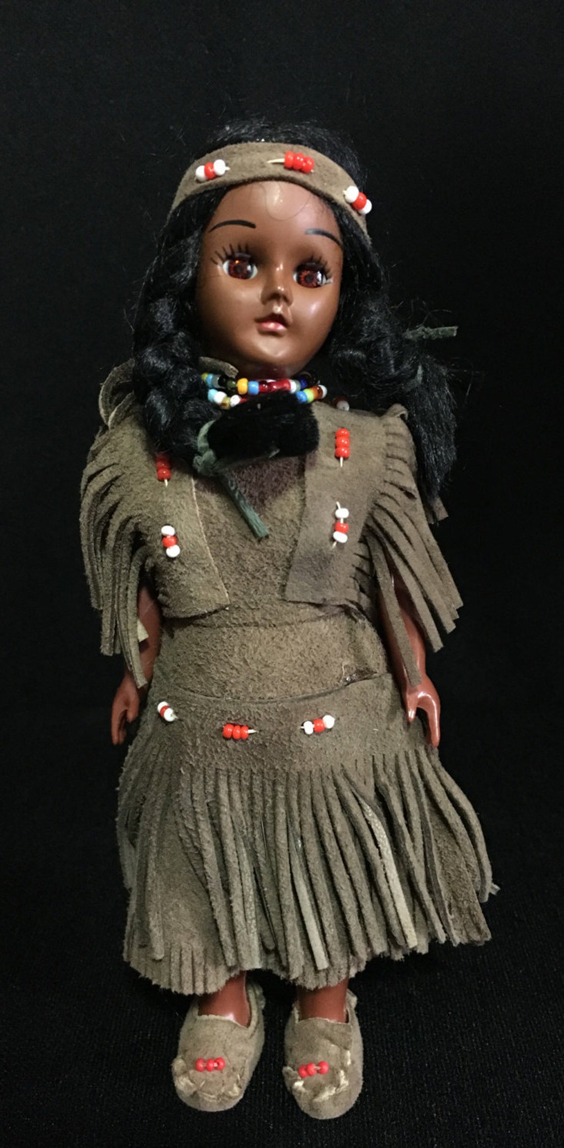 Vintage 1950's Plastic Native American Indian Doll with Etsy