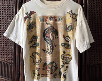 Vintage Australia Art T-Shirt: Crocodile Graphic Tee, Size Large Arttee mom gifts