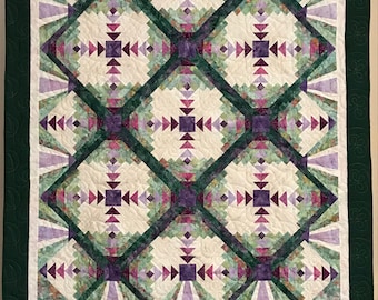 Carnival Quilt (digital PDF quilt pattern) Green and Purple