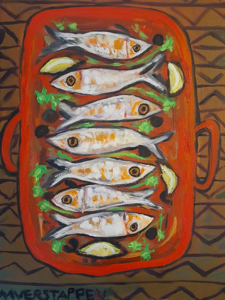 Sardines, lemon, black olives and parsley