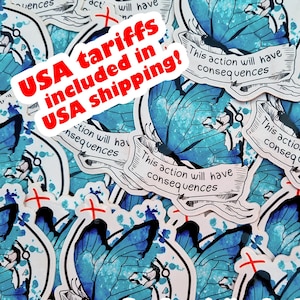 Life is Strange Vinyl Stickers Waterproof Gloss, Video game, Galaxy butterfly, Chloe Price, This action will have consequences