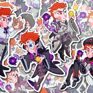 Moira,  Overwatch, Vinyl Stickers,  Waterproof Gloss Vinyl Stickers, Blackwatch, Talon,  Scientist,  Support Main, Video Games