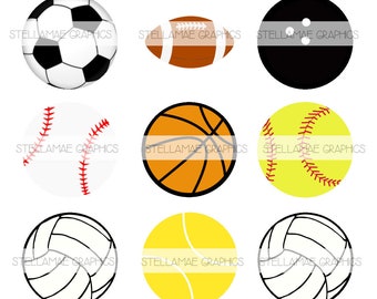 Bolas - Imágenes de círculos de 1 pulgada, tapas de botellas, adornos para cupcakes - DESCARGA INSTANTÁNEA