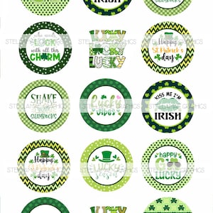 St. Patrick's Day - 1 Zoll Kreise Bilder, 25 mm, Flaschenverschluss, Cupcake Topper - SOFORT DOWNLOAD