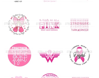 Breast cancer quotes - 2 inch circle images, bottlecap, cupcake topper - INSTANT DOWNLOAD