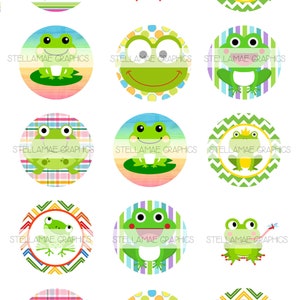 frogs - 1 inch circle images, bottlecap, cupcake topper - INSTANT DOWNLOAD