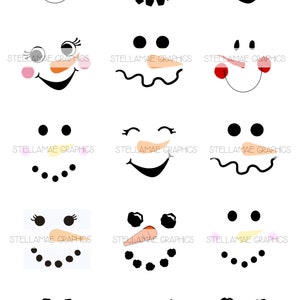 snowman faces - 1 inch circle images, bottlecap, cupcake topper, winter, Christmas - INSTANT DOWNLOAD
