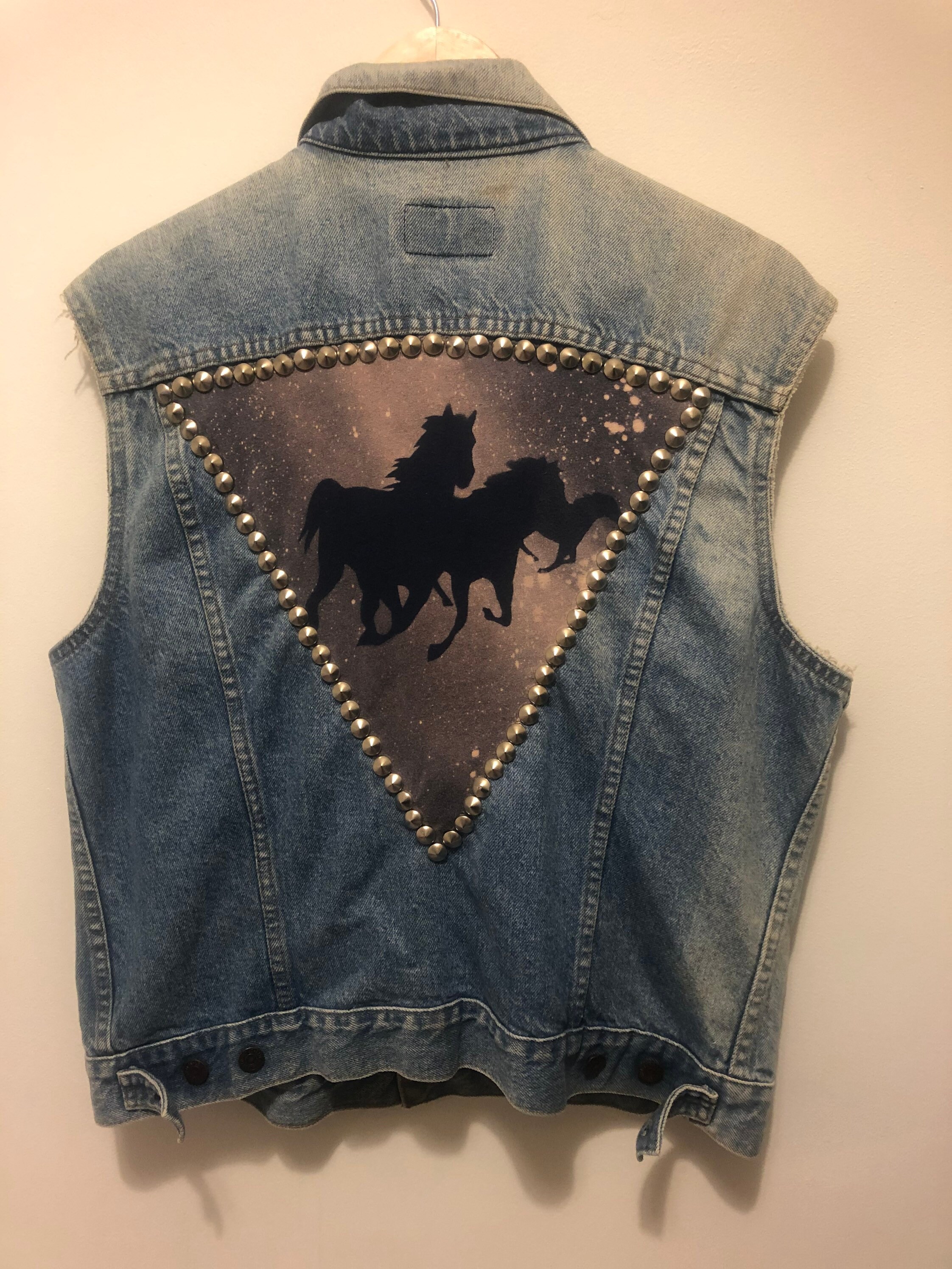 Vintage Levis Denim Vest Jacket Studded Horse Unicorn Red - Etsy UK