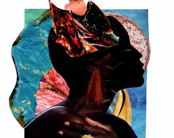 Mood—Collage Art, Magic Women, Dream Series, Black Art