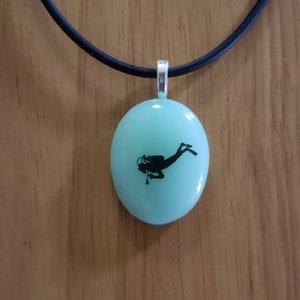 Fused Glass Scuba Diver Pendant &quot;Scuba Bliss&quot;