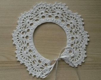 Collare per bambina all'uncinetto fatto a mano in cotone 100% Colletto in pizzo bianco Collare all'uncinetto di ispirazione vintage Collare vittoriano Collana per bambini all'uncinetto