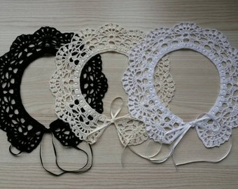 Handmade Crochet Collar Lace Collar White Ivory or Black Collar Girl Collar Crochet Victorian Collar Crochet Necklace