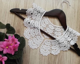 Beau collier fait main au Crochet, collier en dentelle, col blanc, au crochet, collier victorien, collier au Crochet, collier femme fille, accessoire de cou