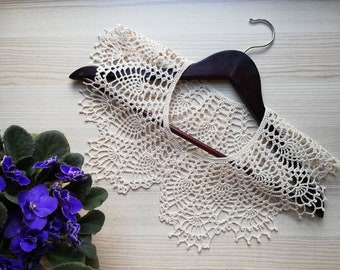 Ivory Lace Collar Crochet Lace Collar Victorian Collar Women Necklace Natural 100% Cotton Collar Vintage Look Collar