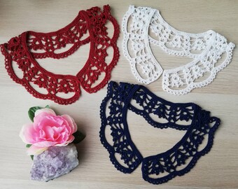 Elegant Navy Blue Lace Collar Crocheted Collar 100/% Cotton Collar Wonderful Mother/'s day gift Women Collar Summer Crochet Necklace