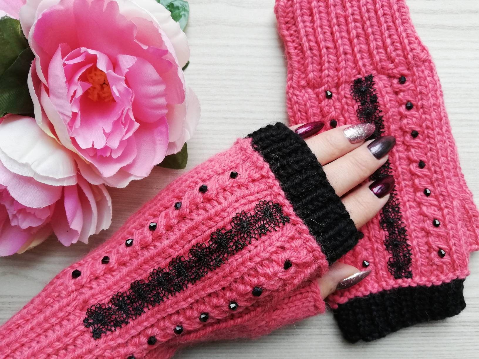Wool Alpaca Arm Warmers Hand Knitted Fingerless Gloves Women Etsy UK