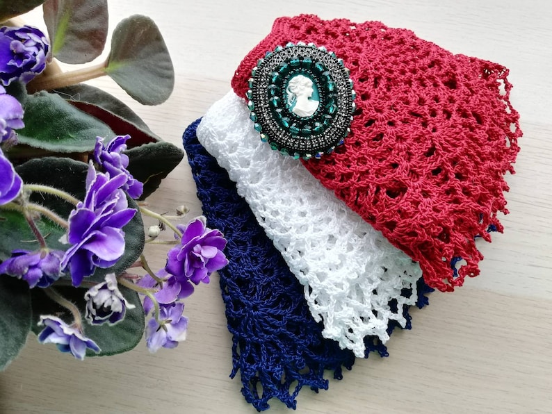 Elegant Navy Blue Lace Collar Crocheted Collar 100/% Cotton Collar Wonderful Mother/'s day gift Women Collar Summer Crochet Necklace