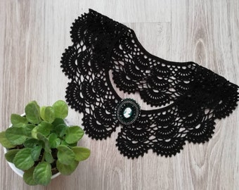 Beau collier fait main au Crochet, col en dentelle, col noir, au crochet, col victorien, collier au Crochet, collier femme fille, accessoire de cou