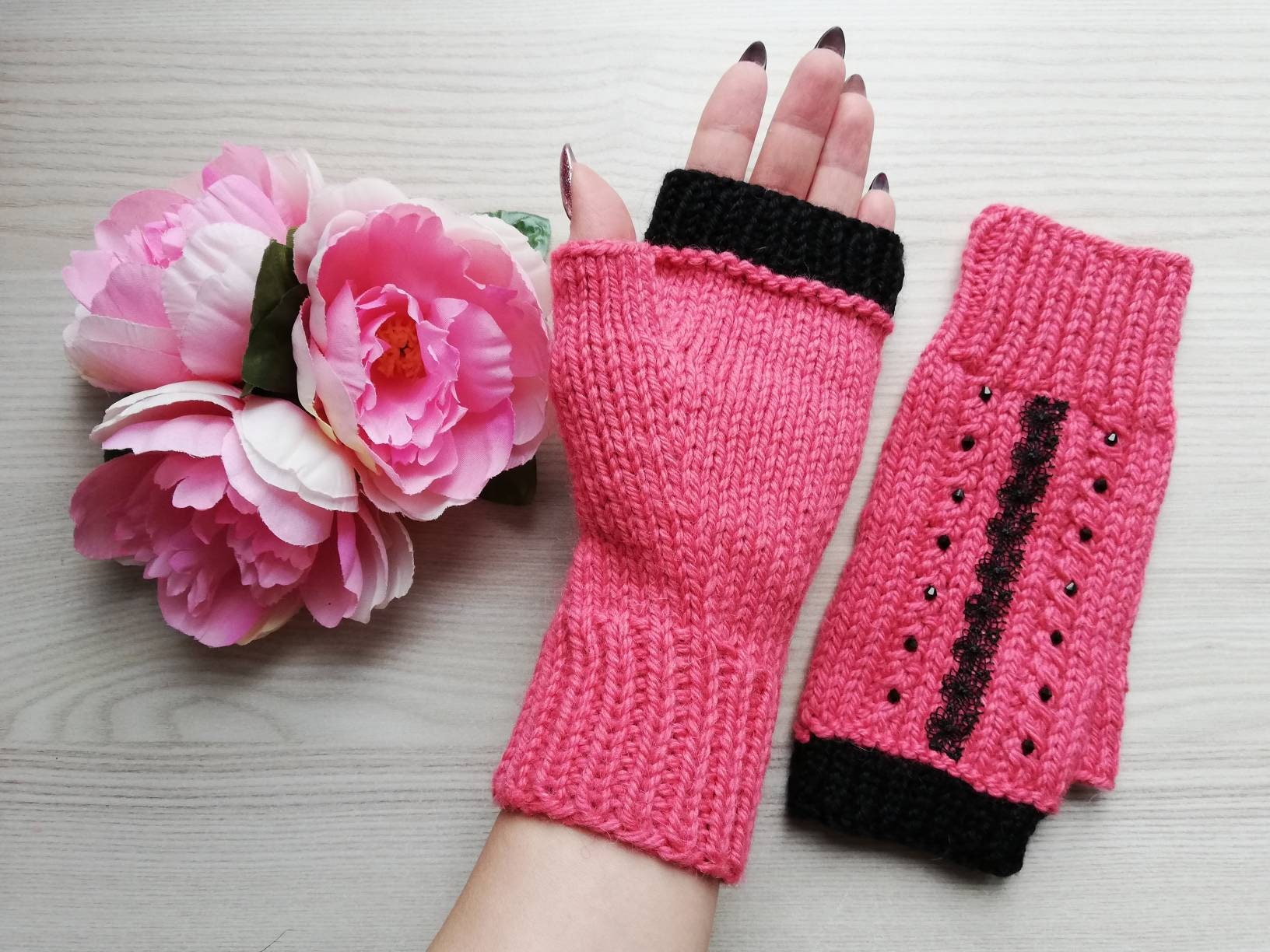 Wool Alpaca Arm Warmers Hand Knitted Fingerless Gloves Women Etsy UK