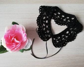 100% coton fait à la main Crochet bébé fille collier noir dentelle collier Crochet collier victorien collier crochet bébé collier