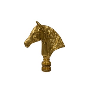 Vintage Solid Brass Lamp Finials Horse image 2