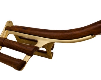 Solid Brass & Wood Saddle Stand- Wall Mounted