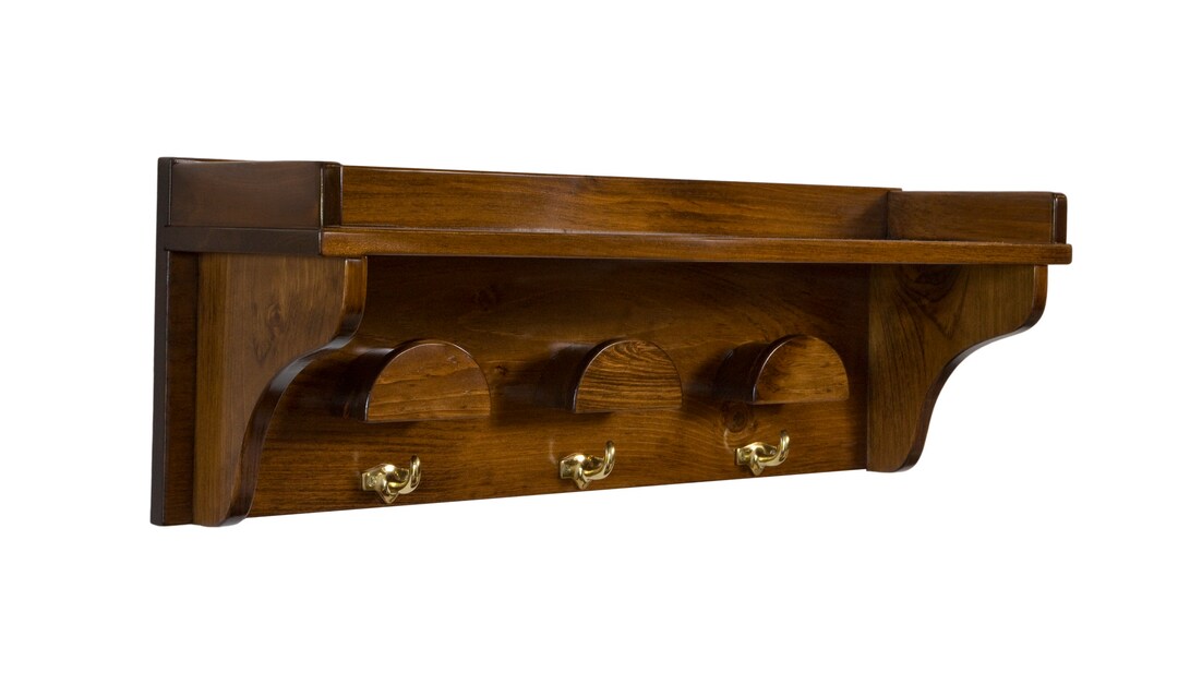 Barden Rack Wood and Brass Bridle Rack With Shelf - Etsy