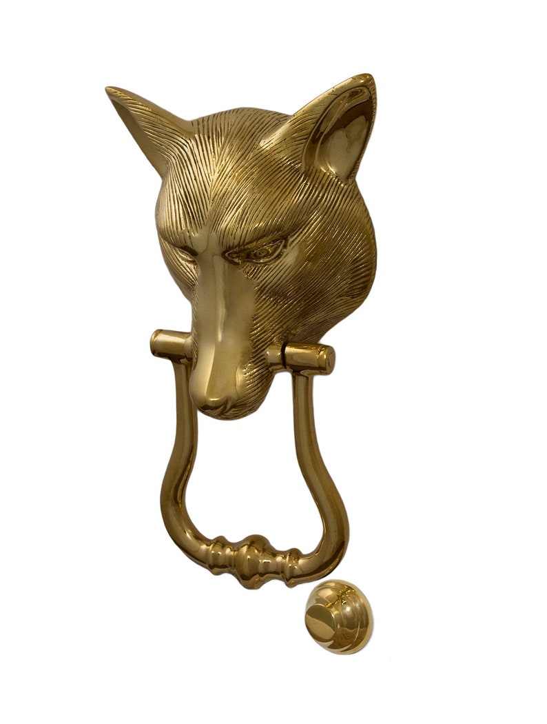 Vintage Solid Brass Fox Door Knocker Etsy